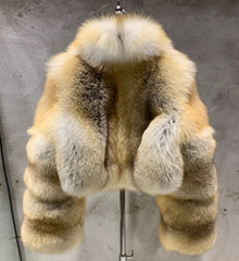 Golden Island Fox Fur Cropped Bomber
