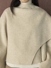 Wool-Blend Draped Cape Coat