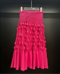 Signature Bubble Pleated Pleats High Rise Midi Skirt
