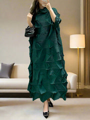 Signature Origami Midi Pleated Dress HEYFANCYSTYLE - Green