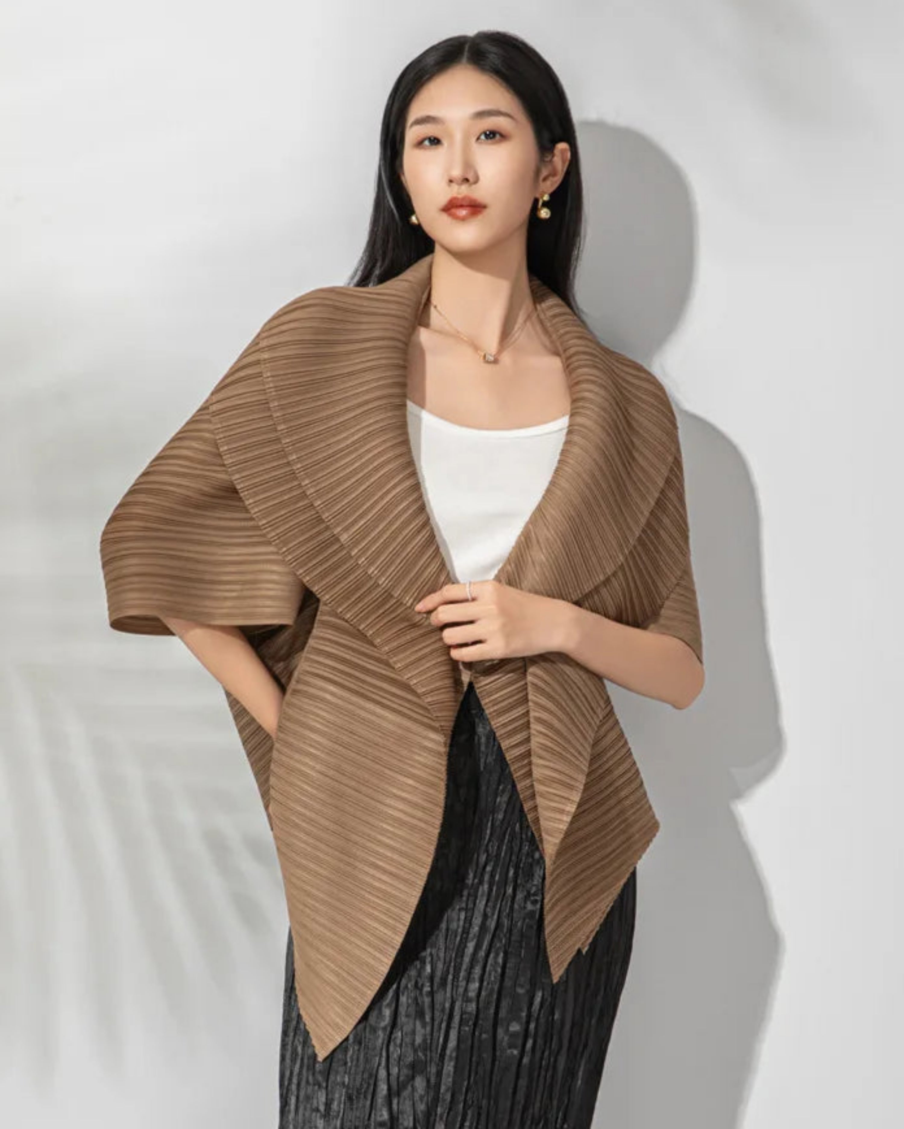 Signature Pleats Plissé Pleated Cardigan Jacket