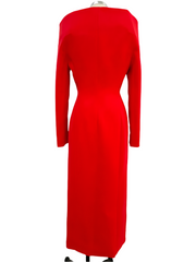 Structured Shoulder Dramatic Neckline Crepe Dress