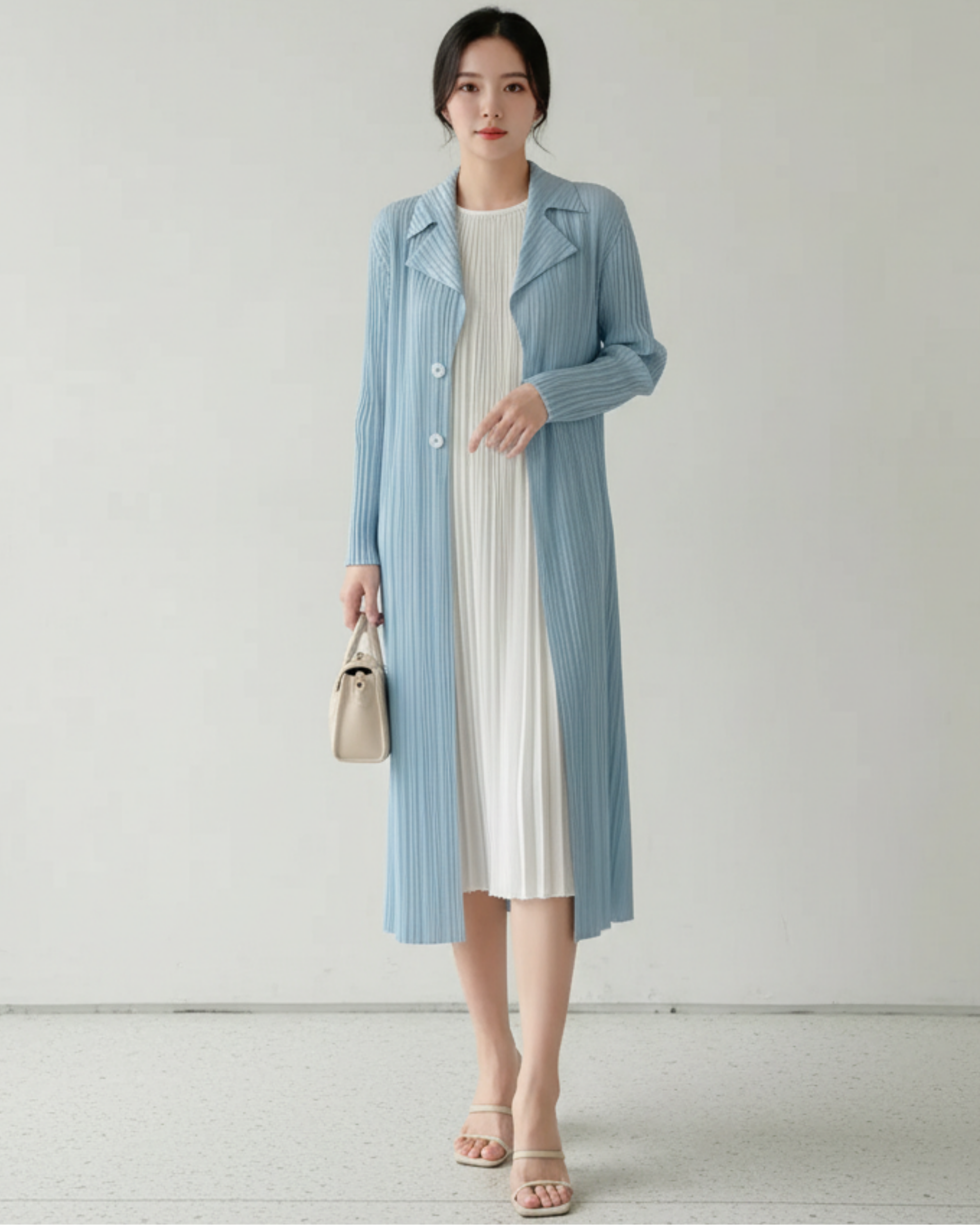 Tailored Plisse Duster Coat