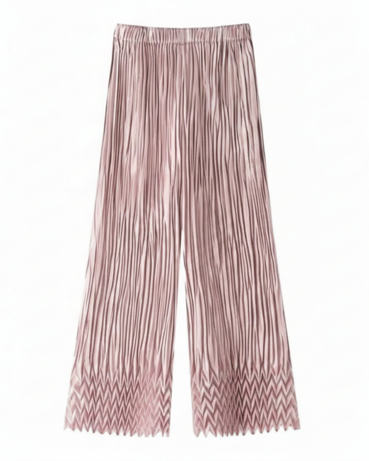 Textured Micro-Pleat Wide Leg Pants - Chevron Hem Luxury Minimalist Culottes