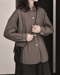 Thick Japanese Plissé Quilted Pleated Shirt Jacket