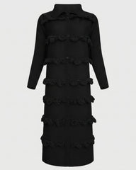 Tiered Ruffled Plissé Coat Dress