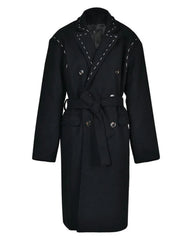 Topstitch Double-Breasted Longline Coat Women Oversized Luxury