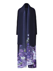 Truly Pleated Floral Oversized Trench Coat - Purple