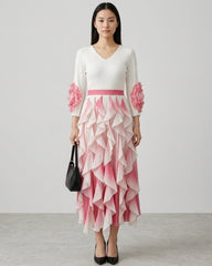 Luxury Modest Plissé Ruffle Dress
