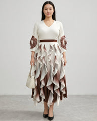 Luxury Modest Plissé Ruffle Dress