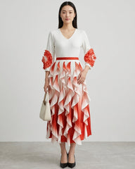 Luxury Modest Plissé Ruffle Dress