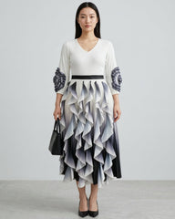 Luxury Modest Plissé Ruffle Dress