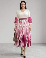 Luxury Modest Plissé Ruffle Dress