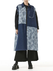 Upcycled Denim Duster Vest - Sustainable Women's Jean Coat