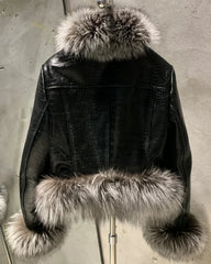 Custom Fox Fur Leather Crop Jacket