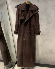 Couture Suede Full-Length Trench Coat