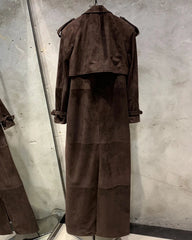 Couture Suede Full-Length Trench Coat