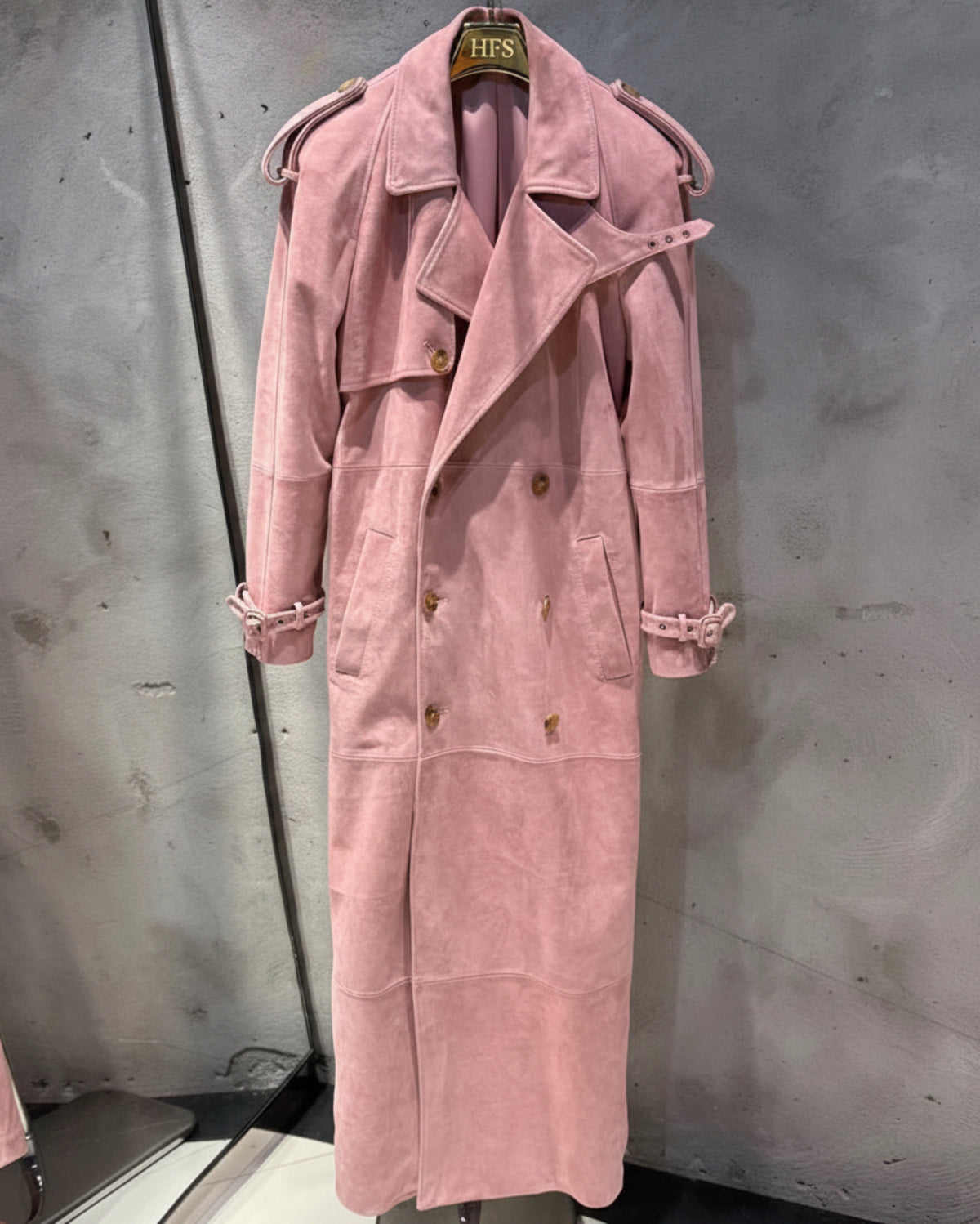 Couture Suede Full-Length Trench Coat
