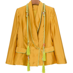 Women's Luxe Yellow Gold Wide Leg Pant Suit