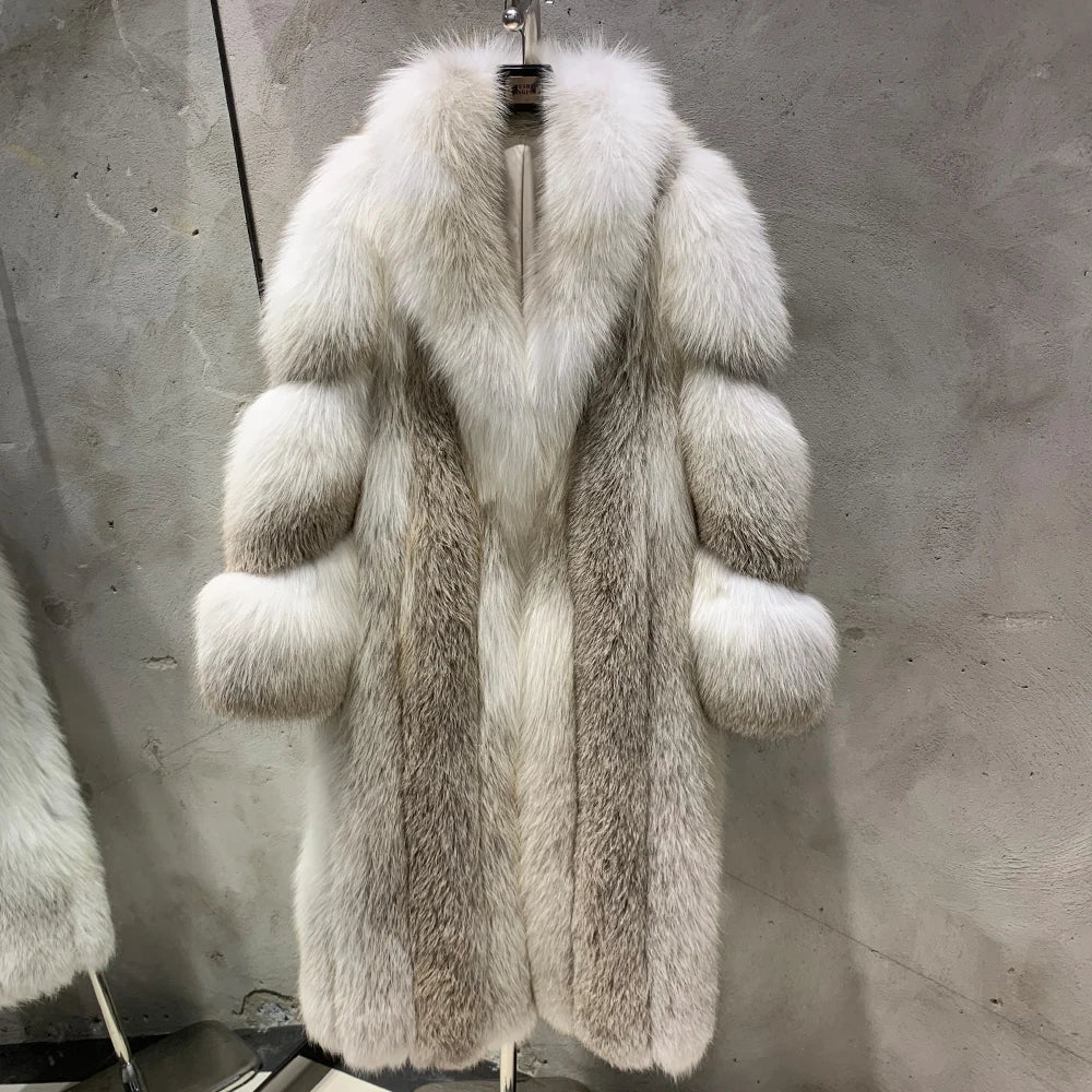 Women's Designer Fox Fur Full Length Full Pelt Coat | HEYFANCYSTYLE