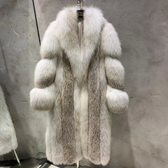 Women's Designer Fox Fur Full Length Full Pelt Coat | HEYFANCYSTYLE