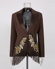 Women's Embellished Dressy Fringe Blazer
