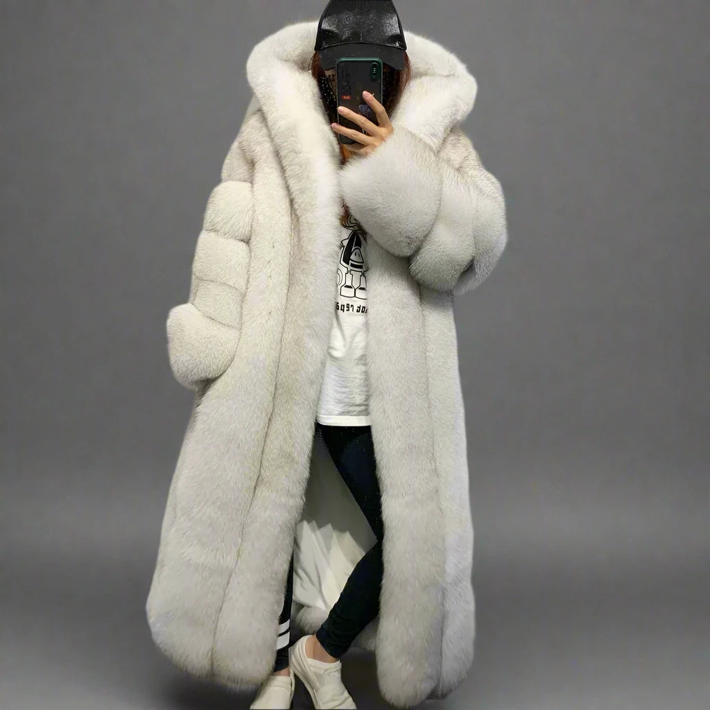 Women's Full-Length Pure Fox Fur Winter Coat