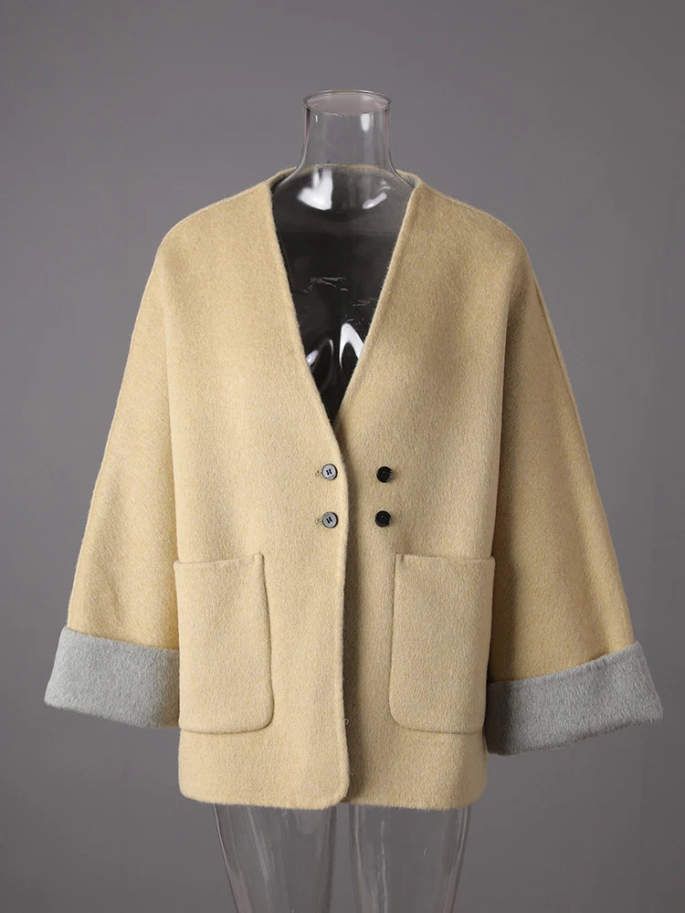 Women's Luxury Wool-Blend Handmade Oversized Cardigan Coat