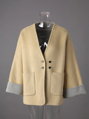 Women's Luxury Wool-Blend Handmade Oversized Cardigan Coat