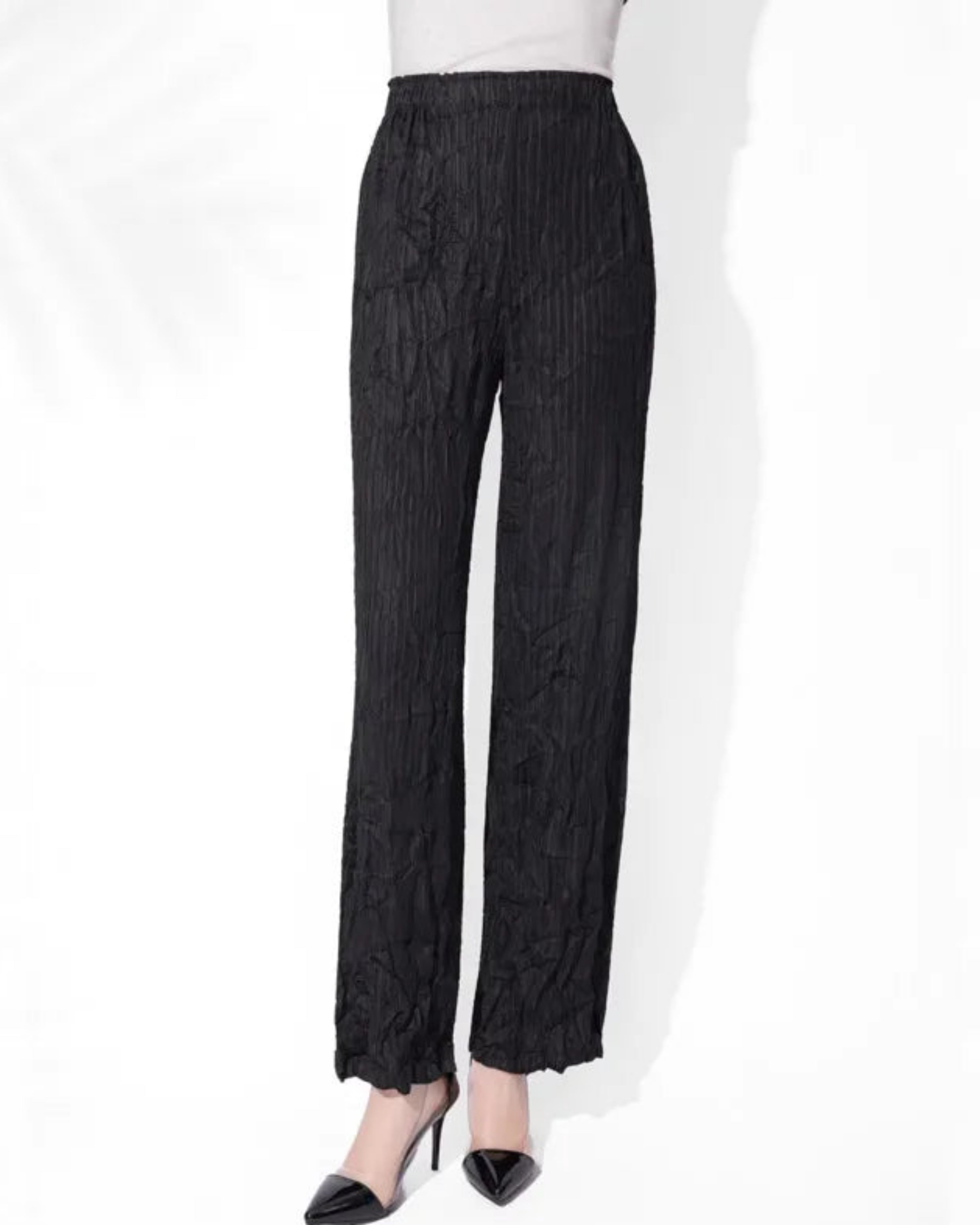 Women’s Pleated Crinkled Trousers Plissé Petite Japanese-Designer