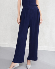 Women’s Plissé Pleated Pleats Cropped Trousers