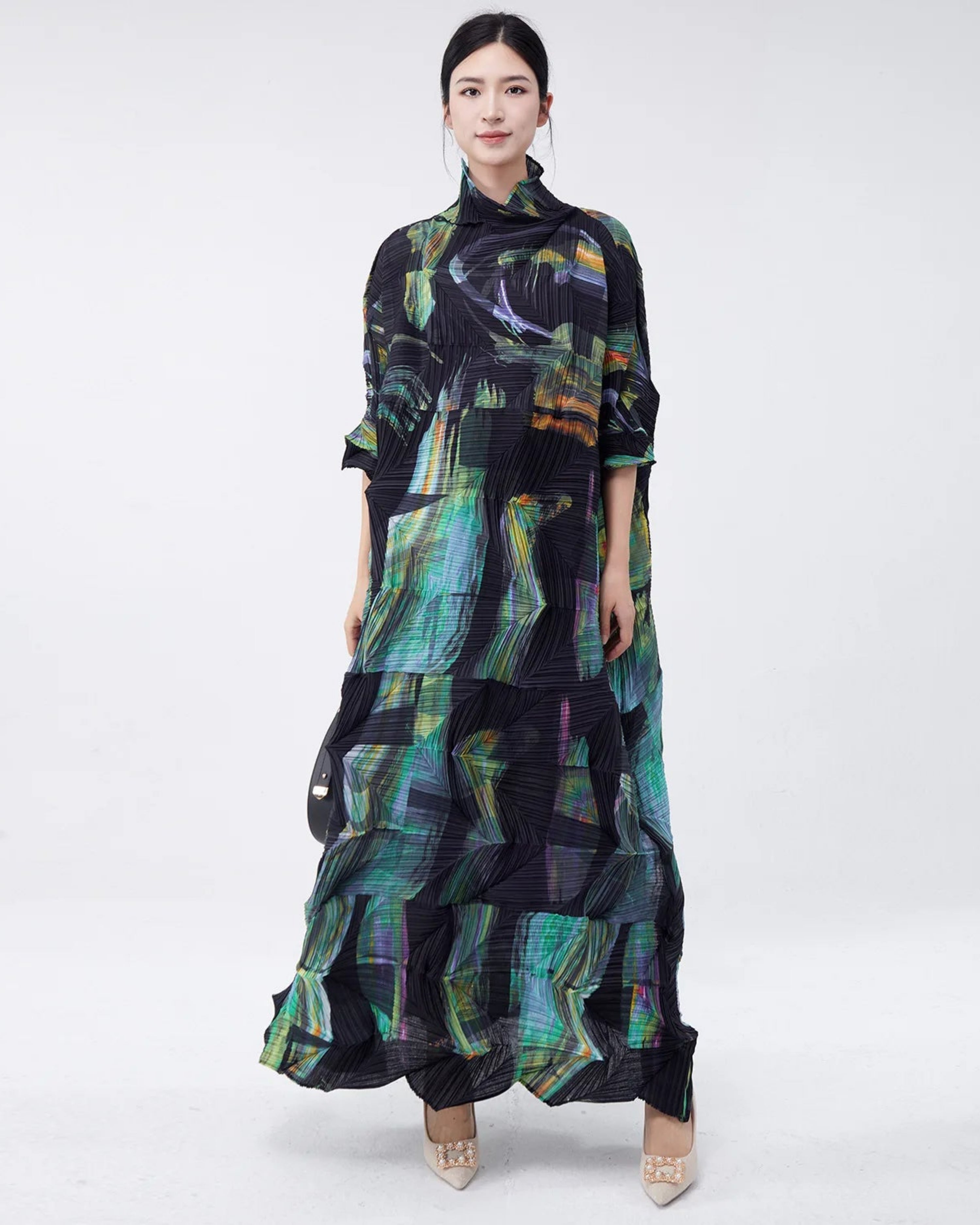 Women’s Plissé Pleated Pleats Tunic Dress