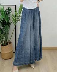 Women's Plissé Pleats Pleated Denim Pants