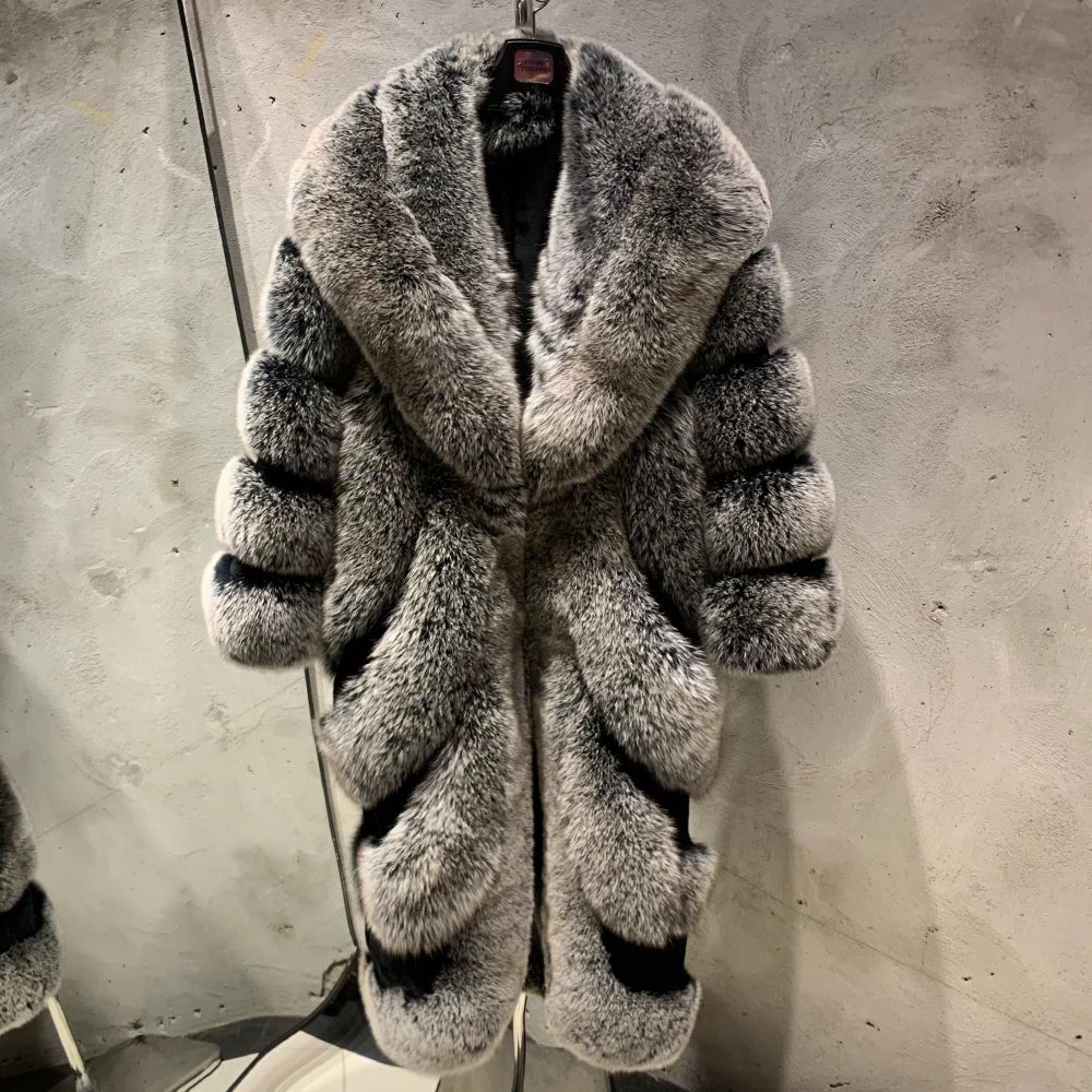 Women's Plush Full Length Fox Fur Coat