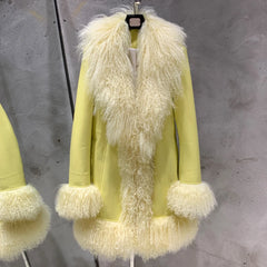 Women's Real Fur Accent Leather Coat Distinctive Luxury | HEYFANCYSTYLE