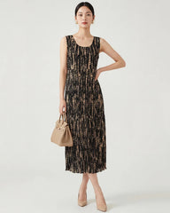 Women’s Sleeveless Midi Dress Plissé Japanese-Designer Luxury Cruise