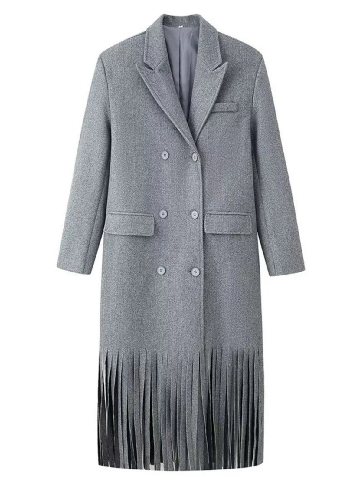 Wool-Blend Fringe Overcoat – High-End Winter Luxury