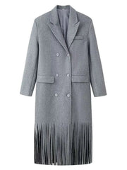 Wool-Blend Fringe Overcoat – High-End Winter Luxury