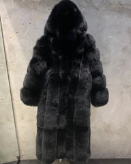 Women's Fox Fur Hooded Coat