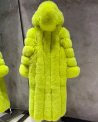 Women's Fox Fur Hooded Coat