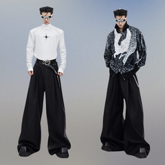 Men's Luxury Streetwear Pleated Wide Leg Pants