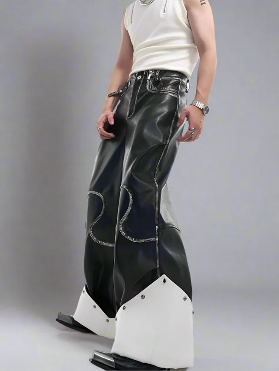 Men's 2 Piece Faux Leather Zip Jacket & Pants Set – HEYFANCYSTYLE Men's 2 Piece Faux Leather Zip Jacket & Pants Set – HEYFANCYSTYLE