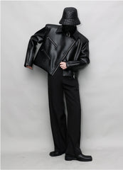 Men's Asymmetrical Faux Leather Moto Jacket