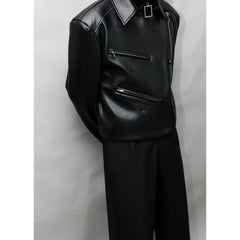 Men's Asymmetrical Faux Leather Moto Jacket