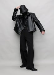 Men's Asymmetrical Faux Leather Moto Jacket