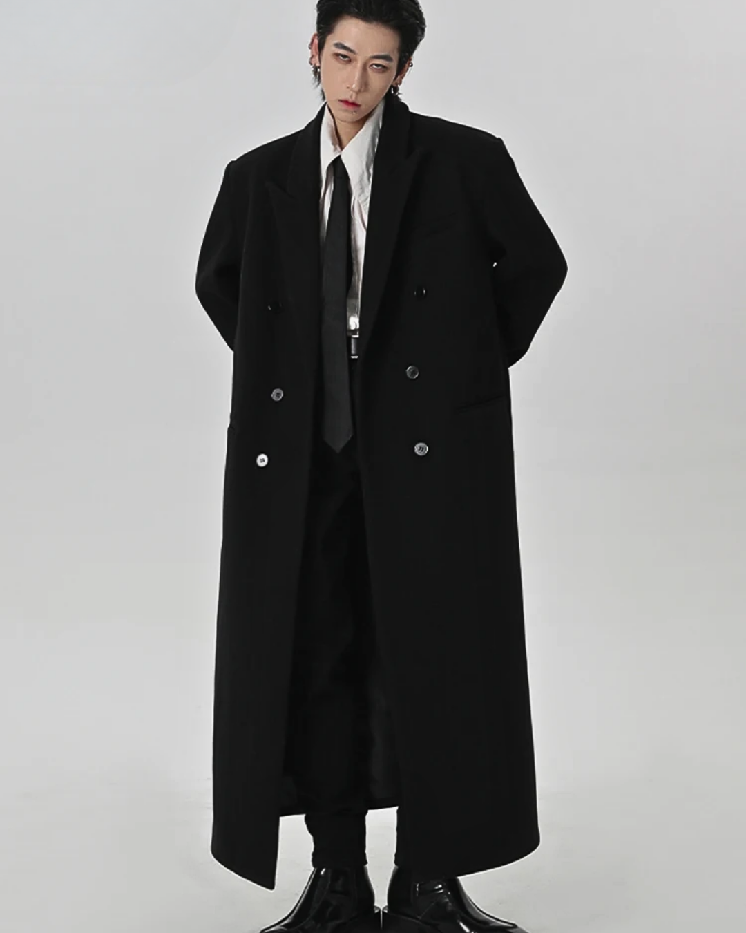 Men's Shoulder Padded Oversized Wool Overcoat