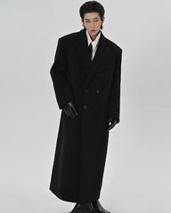 Men's Shoulder Padded Oversized Wool Overcoat