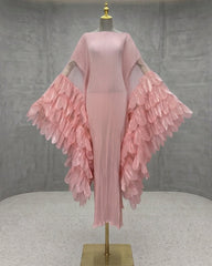 Luxury Plissé Winged Kaftan Dress