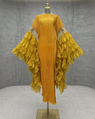 Luxury Plissé Winged Kaftan Dress