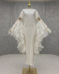 Luxury Plissé Winged Kaftan Dress